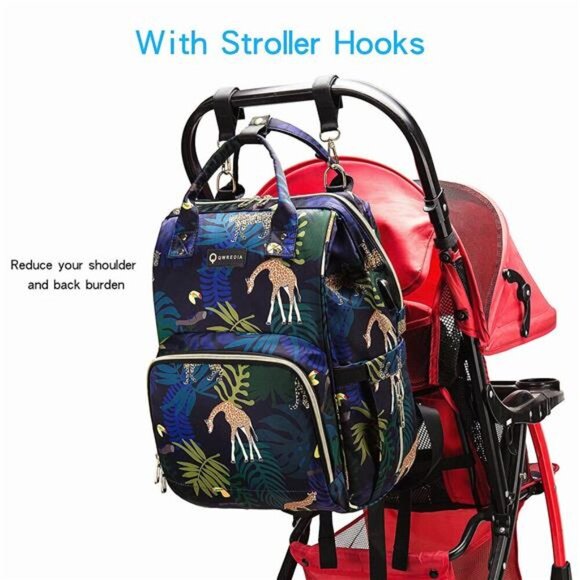 Diaper Bag Backpack, Animal Print Travel Nappy Bag with USB Charging Port main image 4